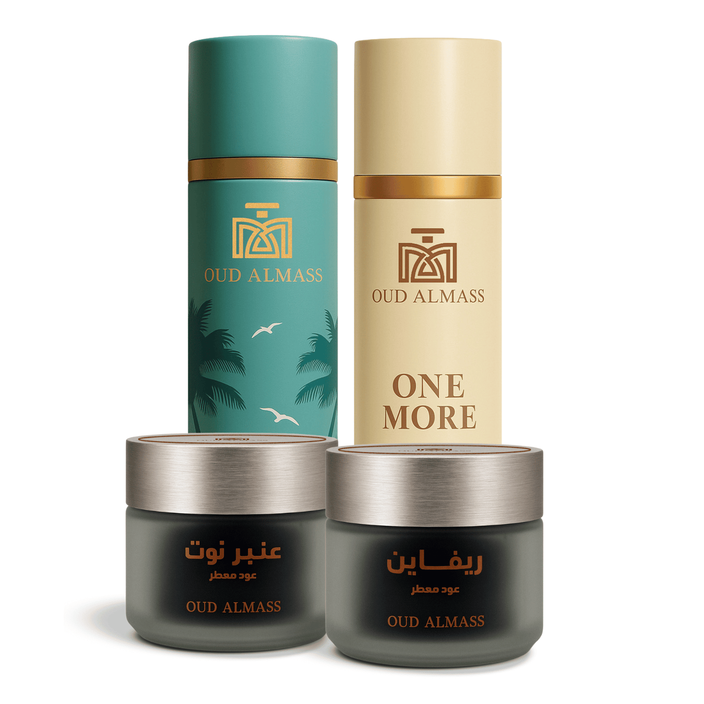 بكج اليوم الوطني الإماراتي – 4 منتجات فاخرة من عود الماس (ون مور – فيرانو – عنبر نوت – ريفان)